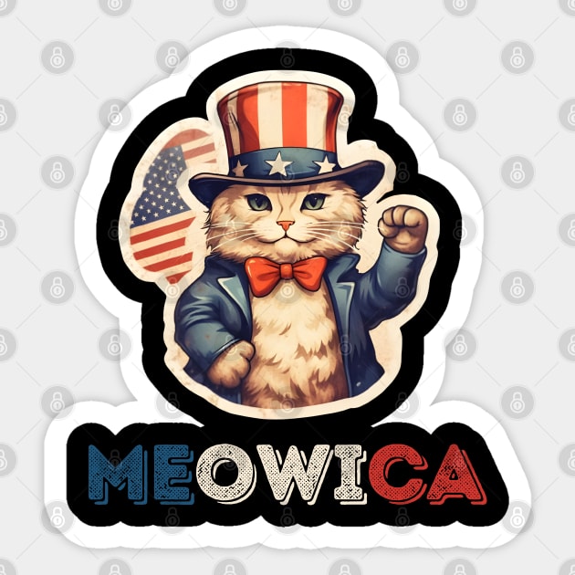 Meowica  - Uncle Sam Cat USA Sticker by DressedInnovation